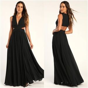 LULU’S Vivid Imagination Black Cutout Maxi Dress